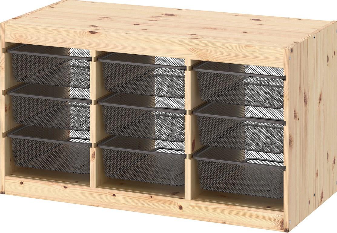 Comoda copii IKEA Trofast 9 cosuri 93x44x52 Pin Vopsit Alb/Gri Inchis