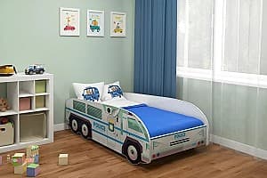 Pat copii Acma Meble Acma VI/Truck LKW №1 80x160 saltea 7cm (White)