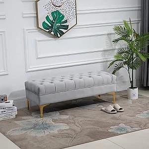 Bancheta si fotoliu puf HomCom 831-163V01GY 118x45x42cm (Grey/Gold)
