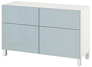 Комод IKEA Besta с дверцами/ящиками 120x42x74 Белый Сельсвикен/Сталларп/Глянцевый Светло-Серо-Голубой