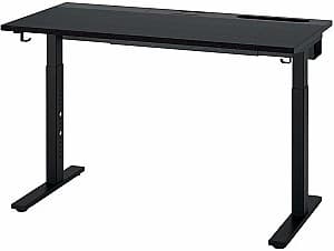 Компьютерный стол IKEA Mittzon 140x80 Ясеневый шпон/Черная Морилка/Черный