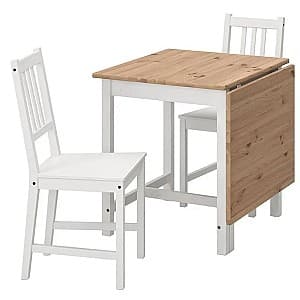 Set de masa si scaune IKEA Pinntorp/Stefan 67/124cm 1+2 Maro deschis/Alb