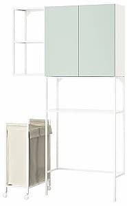 Dulap de baie IKEA Enhet 120x32x204 Alb/Gri-Verde Deschis
