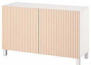 Comoda IKEA Besta/Bjorkoviken/Stubbarp cu usi 120x42x74 Alb/Furnir Mesteacan