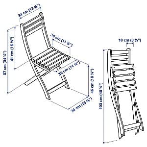Set mobila de gradina IKEA Askholmen/Kuddarna 106x70 Maro inchis/Gri deschis-bej
