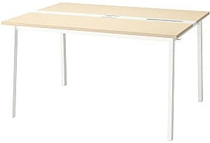 Masa de birou IKEA Mittzon 140x108x75 Furnir mesteacan/Alb