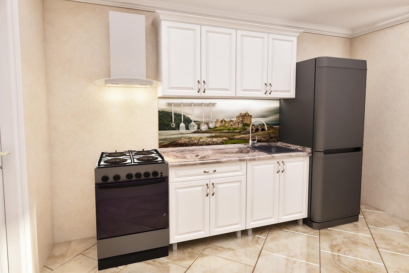 Кухонный гарнитур PS Мини 1.4 м (МДФ плёнка) Дуб Полярный