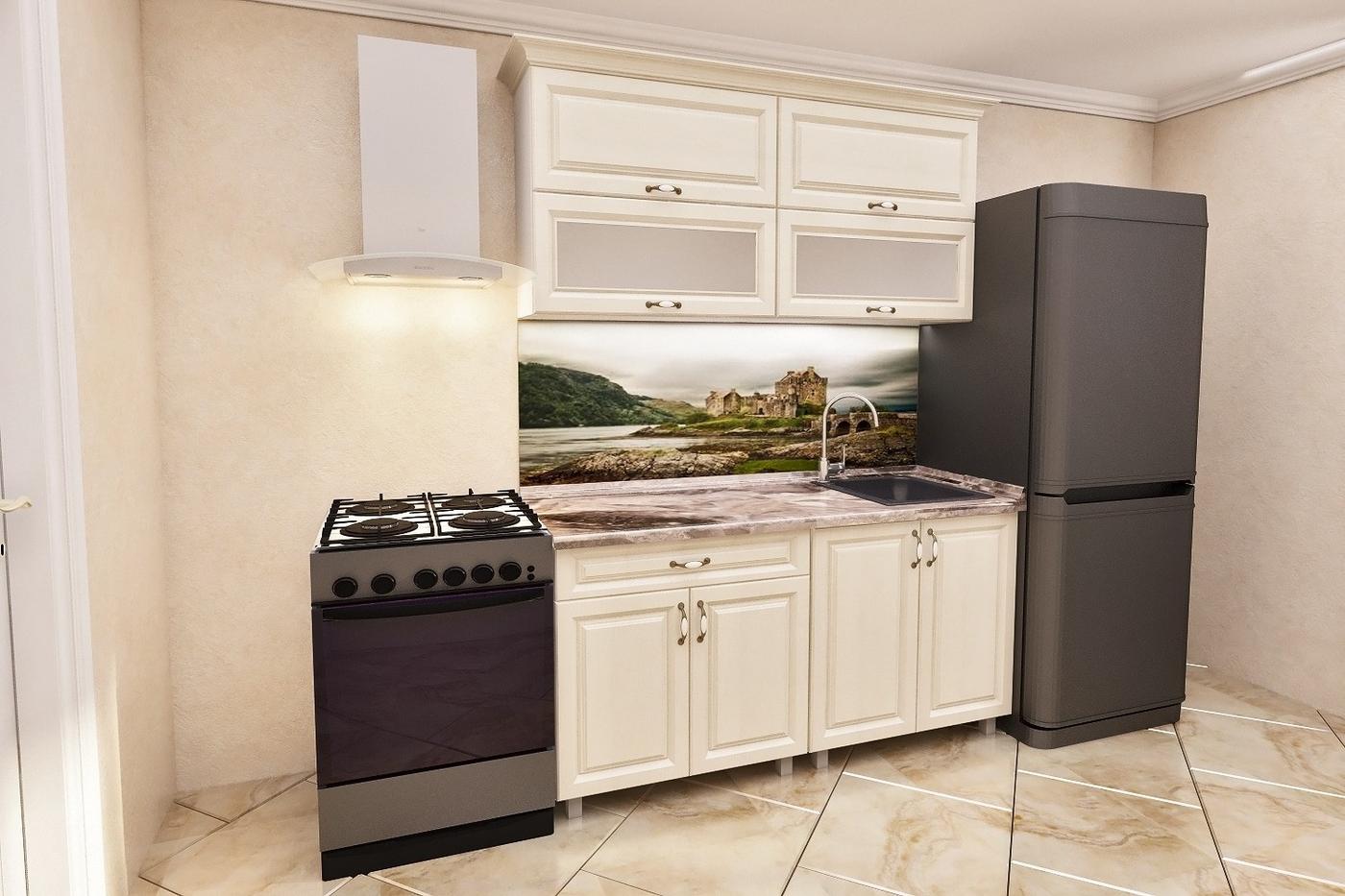 Set mobila bucatarie PS Mini Modern 1.6 m (MDF pelicula) Alabastru