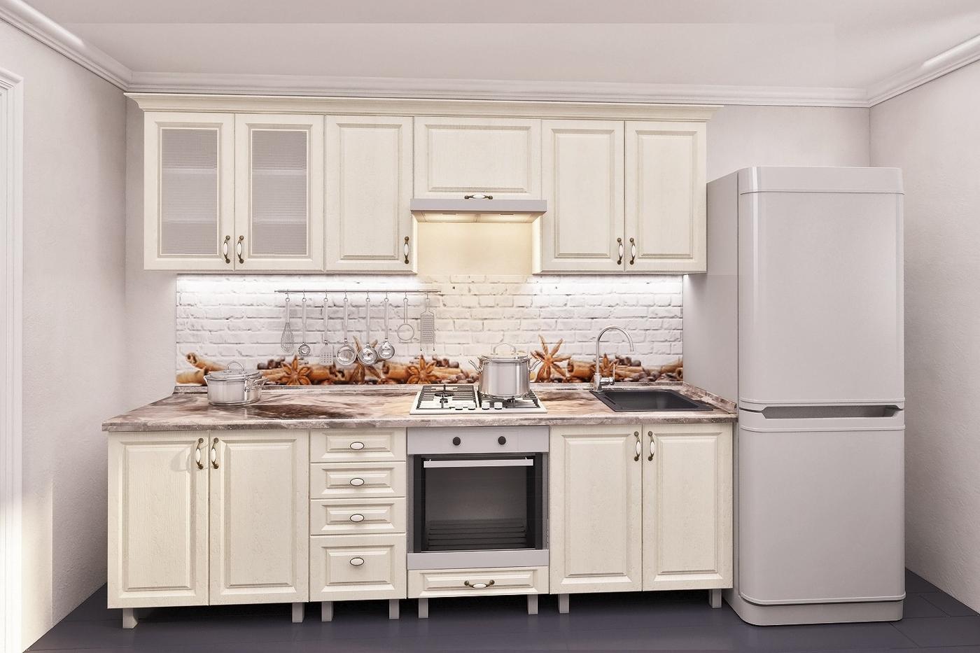 Set mobila bucatarie PS Iulia 2.6 m (MDF pelicula) Alabastru