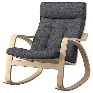 Кресло IKEA Poang Беленый Дубовый Шпон/Гуннаред Темно-серый