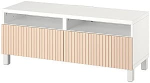 Tumba pentru televizor IKEA Besta/Bjorkoviken/Stubbarp glisiera sertar cu sistem apasare 120x42x48 Alb/Furnir Mesteacan