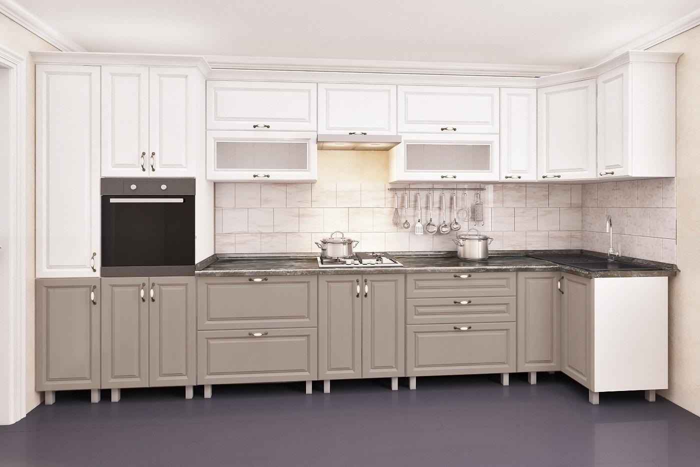 Кухонный гарнитур PS Эко 4.1x0.9 м (МДФ плёнка) Дуб Полярный / Дуб Конкордия