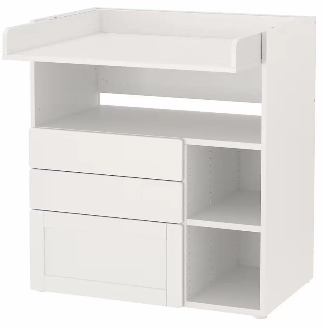 Masa de infasat IKEA Smastad cu cadru/3 sertare 90x79x100 Alb