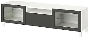 Tumba pentru televizor IKEA Besta/Sindvik/Lappviken/Stubbarp balamale cu inchidere lina 180x42x48 Alb/Gri-inchis