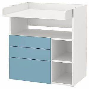 Masa de infasat IKEA Smastad 3 sertare 90x79x100 Alb/Albastru