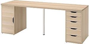 Офисный стол IKEA Lagkapten/Alex дверца/ящики 200x60 Белая Морилка/Под Белый Дуб