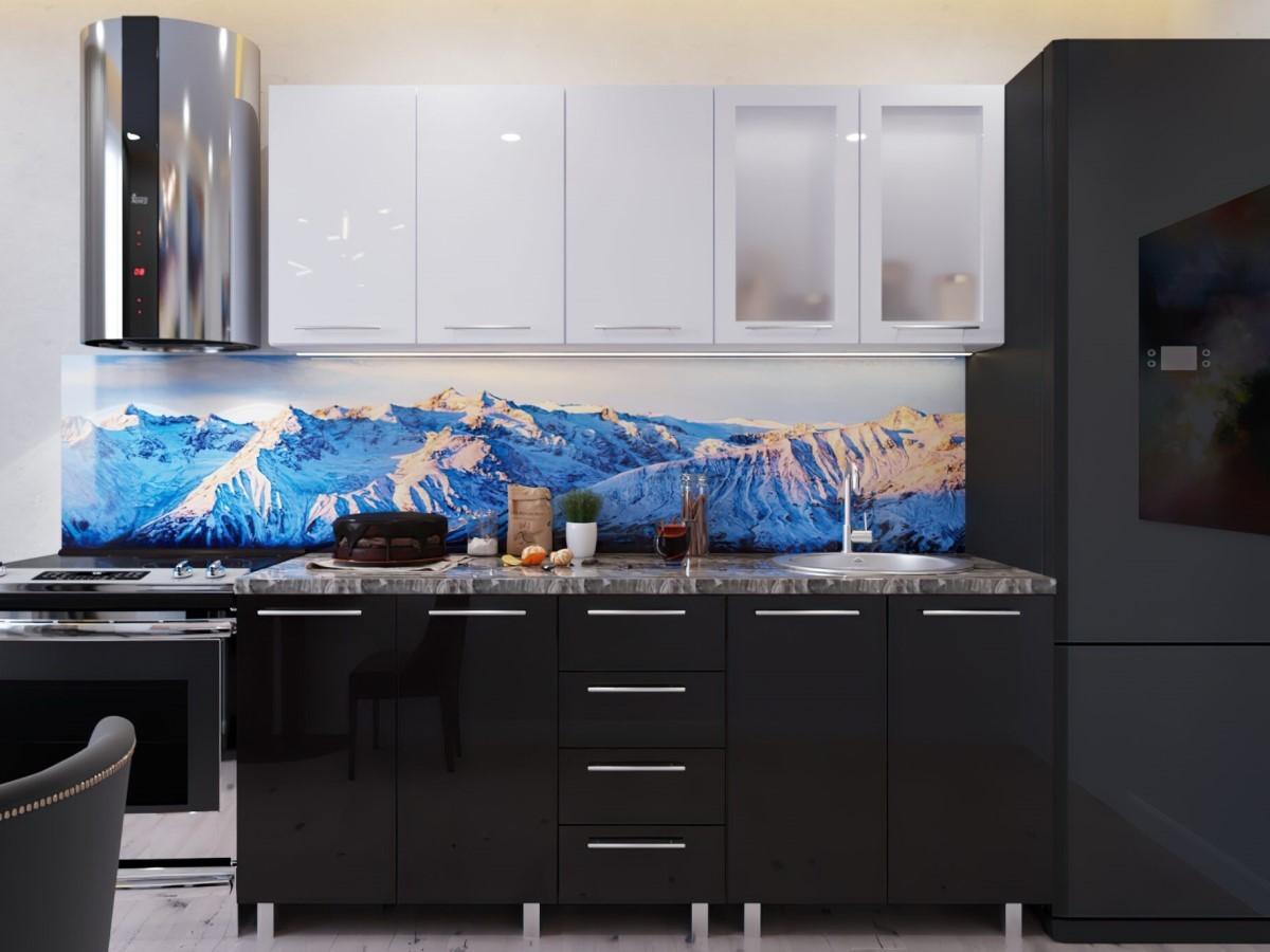 Set mobila bucatarie PS Lena 1.6 m (MDF lucioasa) Alb / Negru