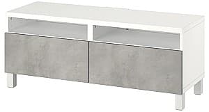 Tumba pentru televizor IKEA Besta cu sertare/sină sertar închidere lină 120x42x48 Alb/Kallviken/Stubbarp Gri