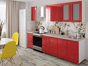 Set mobila bucatarie PS Lena 2 m (MDF lucioasa) Rosu