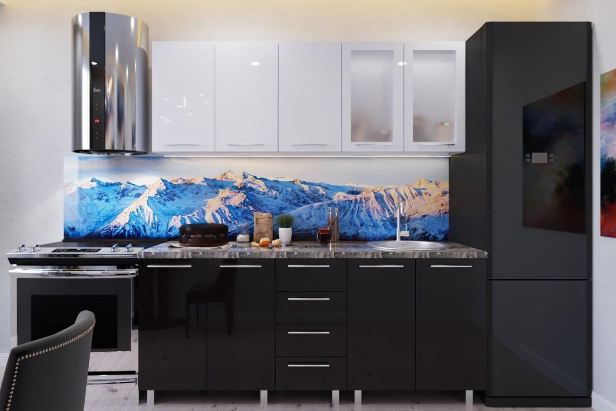 Set mobila bucatarie PS Lena 2 m (MDF lucioasa) Alb / Negru