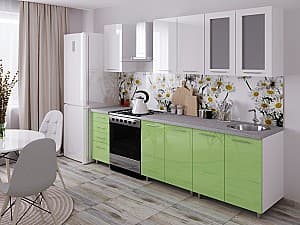 Set mobila bucatarie PS Lena 2 m (MDF lucioasa) Alb / Verde