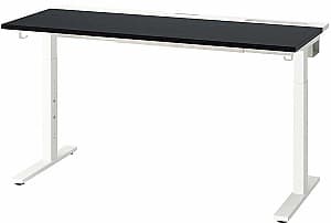 Компьютерный стол IKEA Mittzon 140x60 Ясеневый шпон/Черная Морилка/Белый