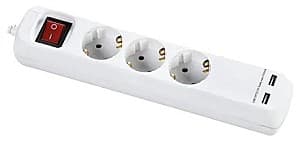 Сетевой фильтр Bachmann 3 гнезда + 2 USB 3 м 10 A