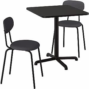Набор стол и стулья IKEA Stenssele/Ostano/Remmarn 70x70см 1+2 Антрацит/Темно-серый