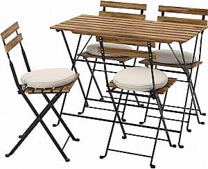 Набор садовой мебели IKEA Tarno 4 стула Черный/Светло-коричневая Морилка/Фресен/Дувхольмен Бежевый