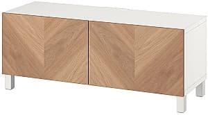 Tumba pentru televizor IKEA Besta/Hedeviken/Stubbarp 120x42x48 Alb/Furnir stejar