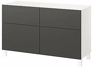 Comoda IKEA Besta/Lappviken/Stubbarp cu usi/sertare/deschidere apasare 120x42x74 Alb/Gri Inchis