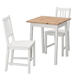 Set de masa si scaune IKEA Pinntorp/Stefan 65cm 1+2 Maro deschis/Alb