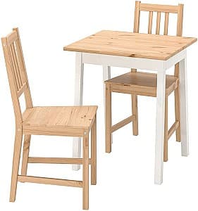 Set de masa si scaune IKEA Pinntorp 65cm 1+2 Maro deschis/Alb
