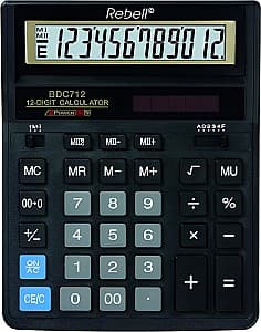 Калькулятор Rebell " 888", 12 цифр, 155x205 мм, BDC712GL, чёрный