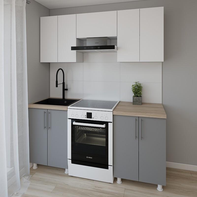 Set mobila bucatarie Smartex K1 180 cm Alb / Grafit