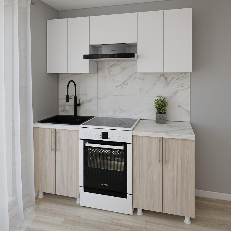 Set mobila bucatarie Smartex K1 180 cm Alb / Stejar Deschis