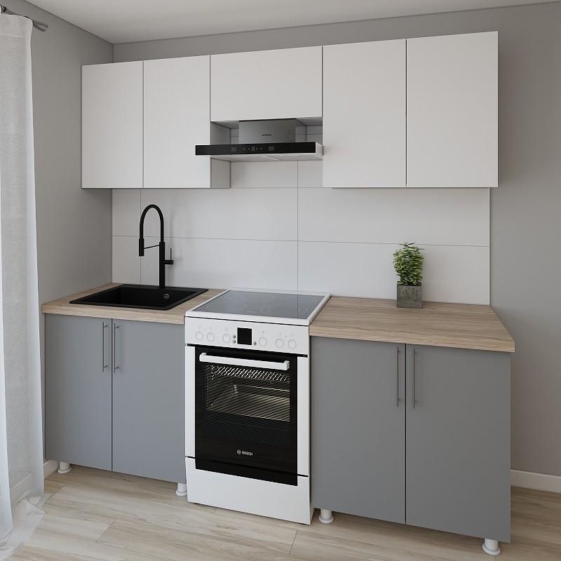 Set mobila bucatarie Smartex K1 220 cm Alb / Grafit