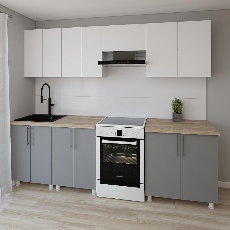 Set mobila bucatarie Smartex K1 260 cm Alb / Grafit