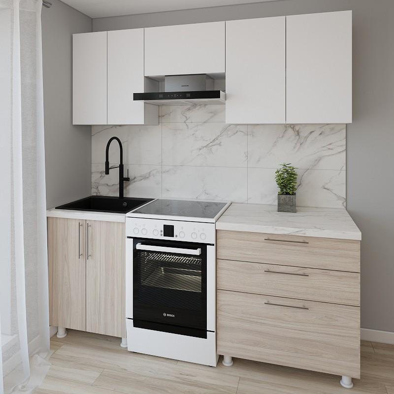 Кухонный гарнитур Smartex K2 200 см Белый / Дуб Светлый