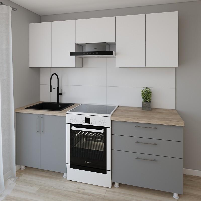 Set mobila bucatarie Smartex K2 220 cm Alb / Grafit