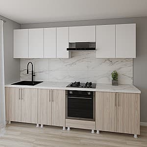 Set mobila bucatarie Smartex K3 280 cm Alb / Stejar Deschis
