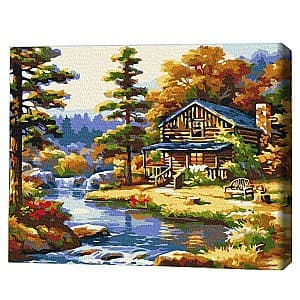 Tablou pe numere BrushMe Casa langa lac (fara cutie) 30x40 cm