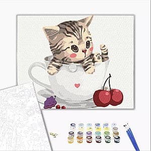 Tablou pe numere BrushMe Pisicuta in cana (fara cutie) 30x40 cm