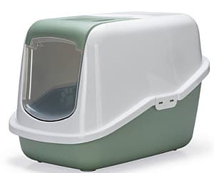 Закрытый туалет для кошек Beeztees Биотуалет NESTOR Green/White 56x39x39см