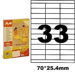 Eticheta autoadezive A4 Olimp 100 file, 33. pe filă, 70x25,4 mm, 1569