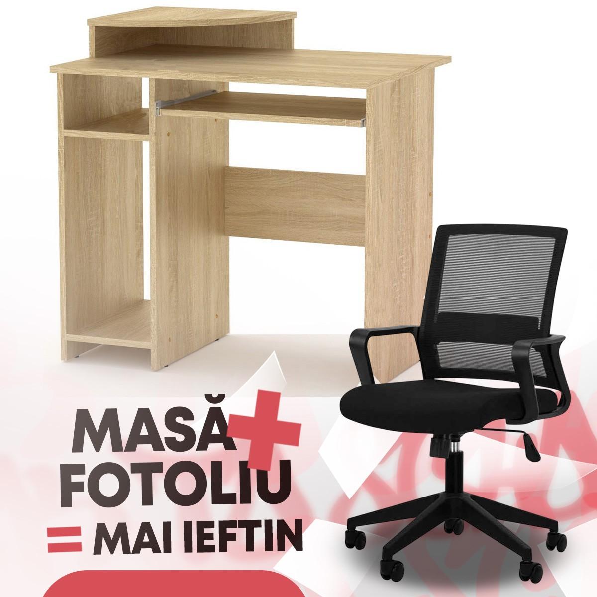 Masa de birou KompaniT SKM-1 Stejar Sonoma + Fotoliu Waltz OC-833