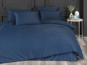Lenjerie de pat Newhome Euro 2 Stripe Satin, albastru