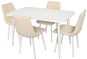 Set de masa si scaune Evelin DT 405-4 + 4 scaune XR-154 Wh/Crem-3