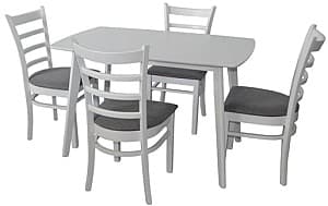 Set de masa si scaune Evelin Cooper White + 4 scaune Coco White NV-10WP Grey