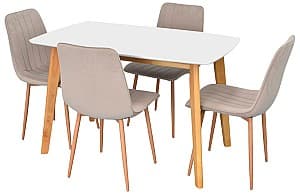 Set de masa si scaune Evelin Cooper White / Bella Beech + 4 scaune XR-154 WO / Light Beige 8